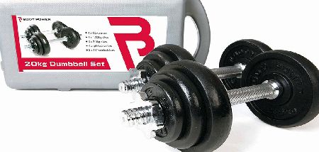 Body Power 20kg Cast Iron Dumbbell Set (with case)