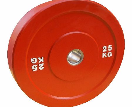 Body Power 25Kg RED Solid Rubber Olympic Disc Weight Plate