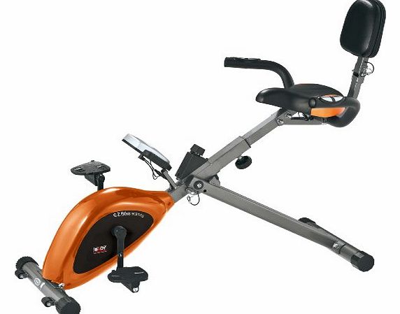 EZ Magnetic Folding Exercise Bike with Back Rest - Orange/Grey/Black