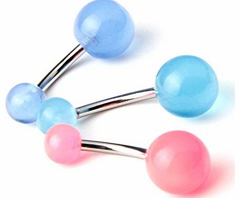 Lot of 3 Acrylic 14 Guage Glow in The Dark Light Reactive Balls Belly Button Naval Rings Bar Stud