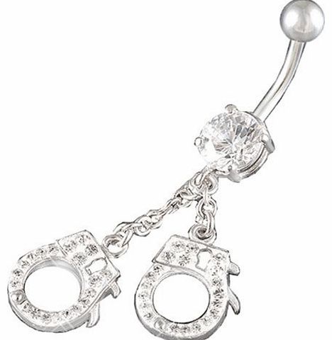 bodyjewelry 14Gauge 1.6mm 3/8 10mm Clear Swarovski Ferido belly dangle navel button ring bar ABUM Body Piercing Jewellery