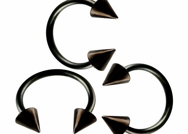 bodyjewelry 16g 16 gauge 1.2mm 3/8 10mm black steel circular barbell bulk eyebrow bar lip tragus horseshoe rings AIBE Body Piercing Jewellery Set 3