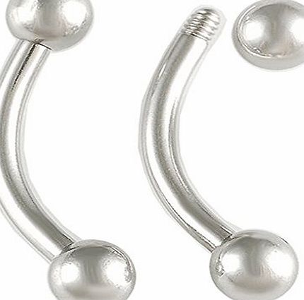 bodyjewelry 2Pcs 16g 16 gauge 1.2mm 5/16 8mm Steel curved barbell eyebrow lip bar tragus ear ring Body Piercing Jewellery ACVK