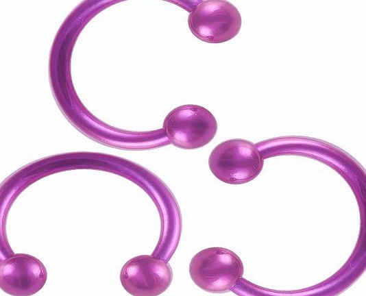bodyjewelry 3Pcs 14g 14 gauge 1.6mm 1/2 12mm purple color anodized steel circular barbell eyebrow bar lip tragus horseshoe rings AIAR Pierced Body Jewellery