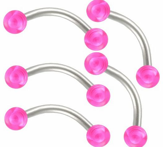 bodyjewelry 5Pcs 16g 16 gauge 1.2mm 3/8 10mm steel curved barbell Pink eyebrow tragus bar rings FAFH Jewellery Body Piercing