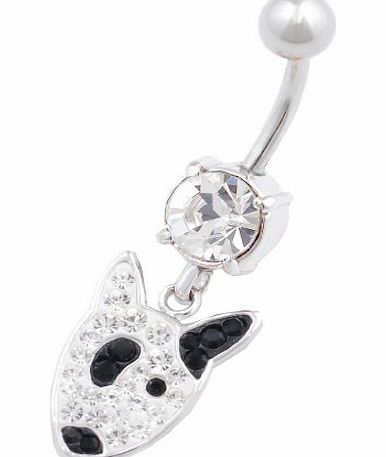 bodyjewelry Bull Terrier dangle navel belly button ring bar stud 14g cute stainless steel body piercing jeweller