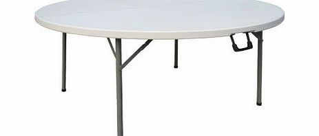 Bolero 5ft Diameter Round Centre Folding Table - Centre folding 5 ft round table with fold away legs.