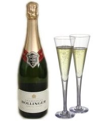 Bollinger Champagne and champagne flutes