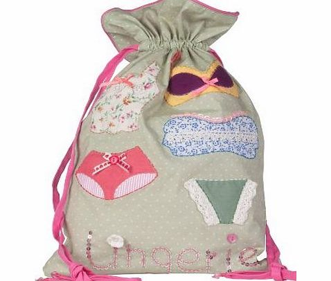 Bombay Duck Button Girl Embroidered Lingerie Bag