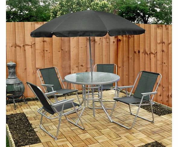 6 Piece Garden Furniture, Patio Set inc. Chairs, Table & Umbrella