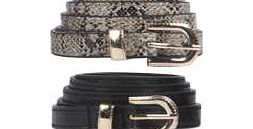 boohoo 2 Pack Faux Snake Belts - multi azz09778