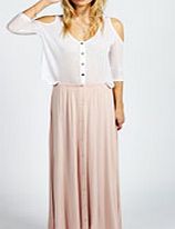 boohoo 90s Grunge Style Button Front Maxi Skirt - nude