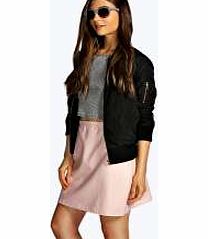 boohoo A Line Leather Look Mini Skirt - baby pink
