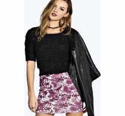 boohoo Abstract Floral Mini Skirt - plum azz14435