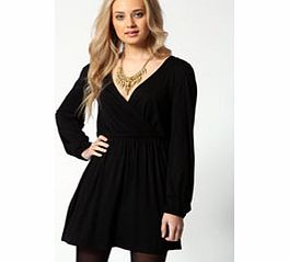 Adriana Jersey Long Sleeve Wrap Dress - black