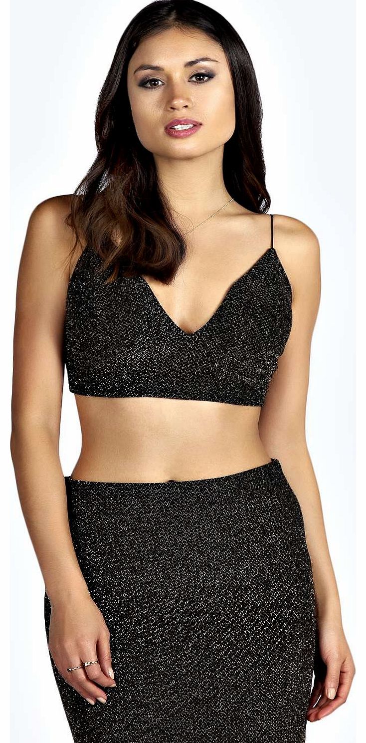 Alexis Glitter Spaghetti Strap Super Crop Bralet