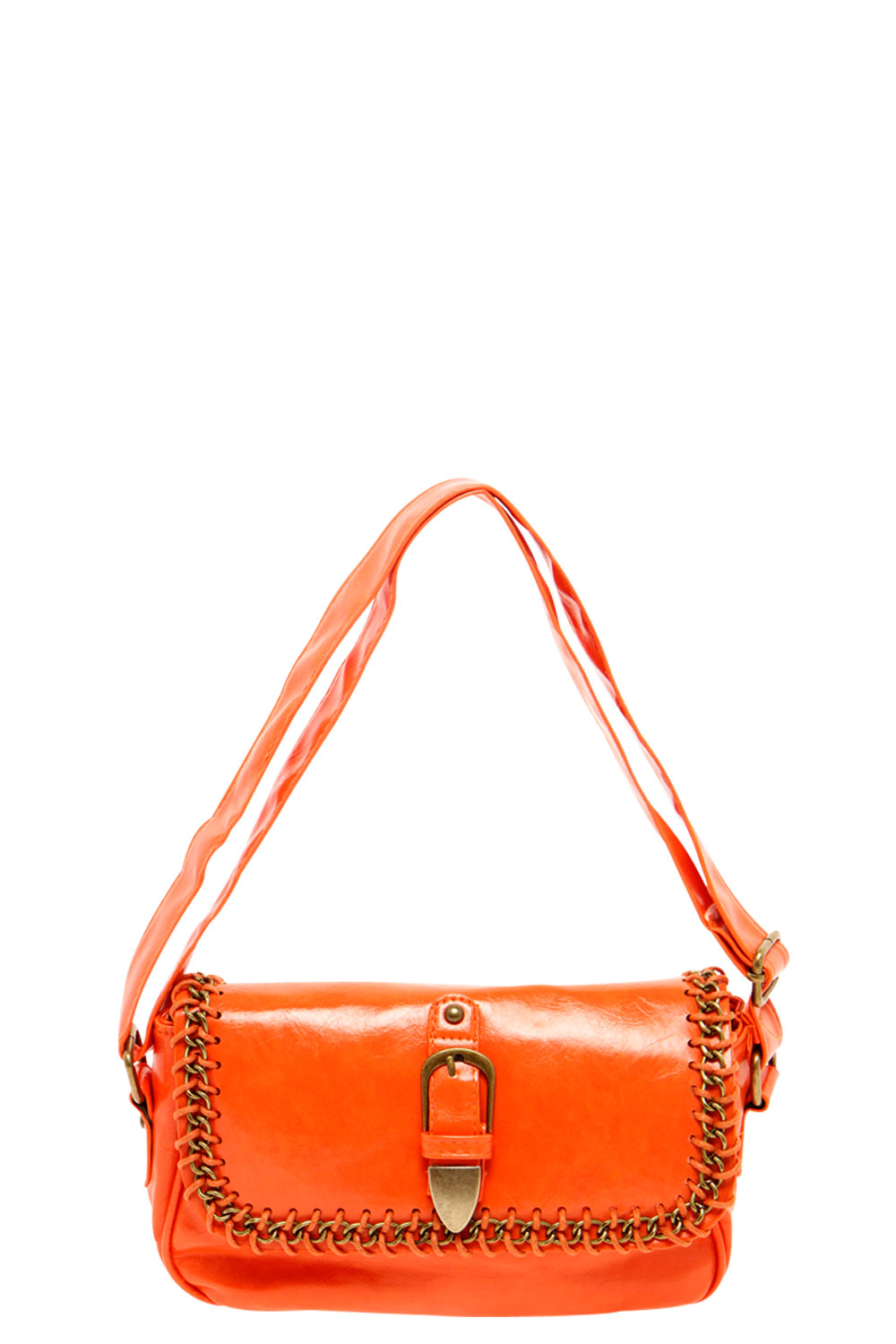 Alissa Chain Trim Buckle Bag - orange