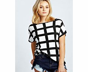 Allie Large Grid Check Oversized Tee - white