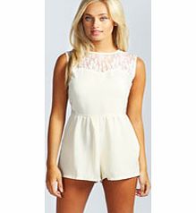 Annie Lace Insert Playsuit - ivory azz43975