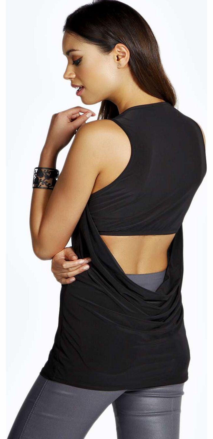 Annie Slinky Drape Back Vest - black azz15103