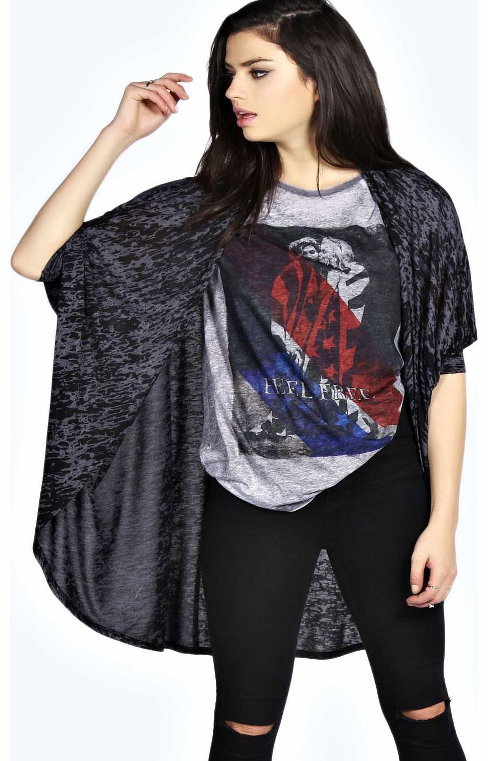 boohoo Anya Oversized Slub Batwing Jersey Kimono -