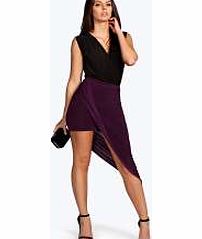 boohoo Asymmetric Hem Soft Touch Midi Skirt - purple