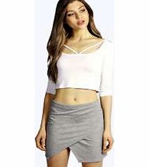 boohoo Asymmetric Sweat Mini Skirt - grey marl azz10627