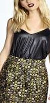 boohoo Aztec Metallic Jacquard Pelmet Skirt - black