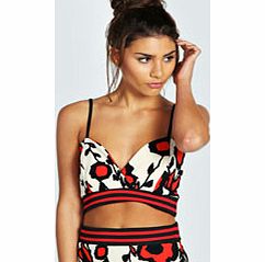 Belle Ribbed Textured Printed Bralet - multi