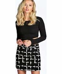 boohoo Blur Grid Check A Line Mini Skirt - black azz12200