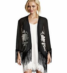 Boutique Amy Tassle Hem Flower Embroidery Kimono