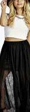 boohoo Boutique Lace Insert Pleated Maxi Skirt - black