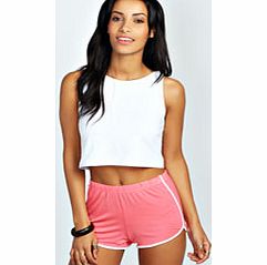 Bria Contrast Trim Jersey Runner Shorts - coral