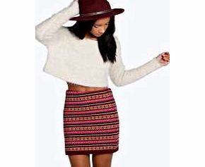 boohoo Cali Printed Fairisle Knitted Skirt - multi