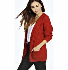 Candes Cable Knit Cardigan - rust azz23666