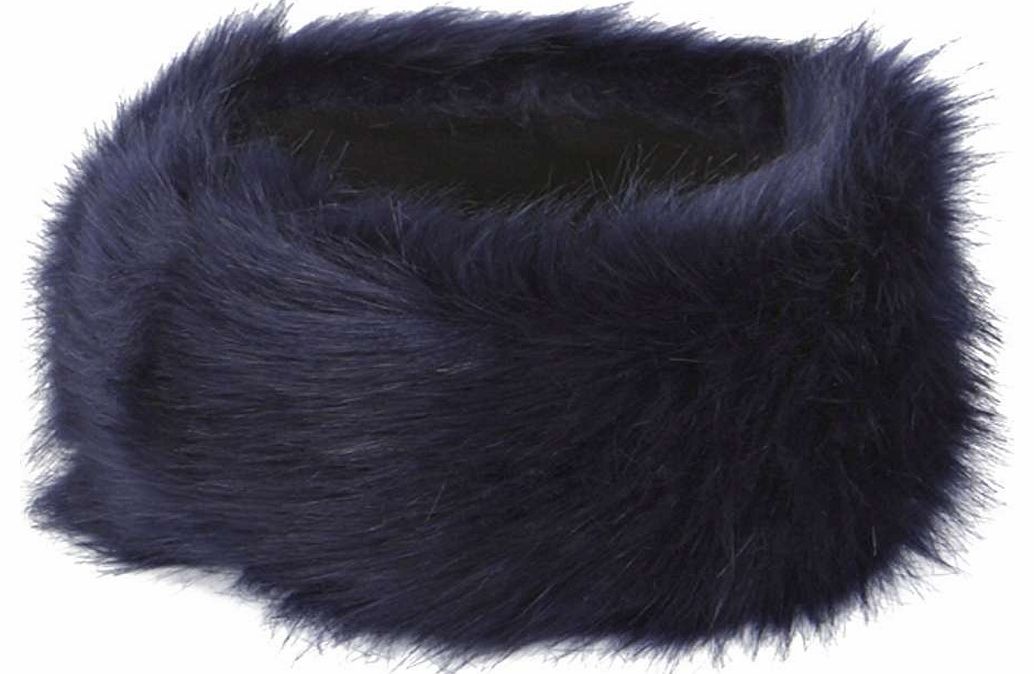 boohoo Carla Longpile Faux Fur Headband - navy azz16194