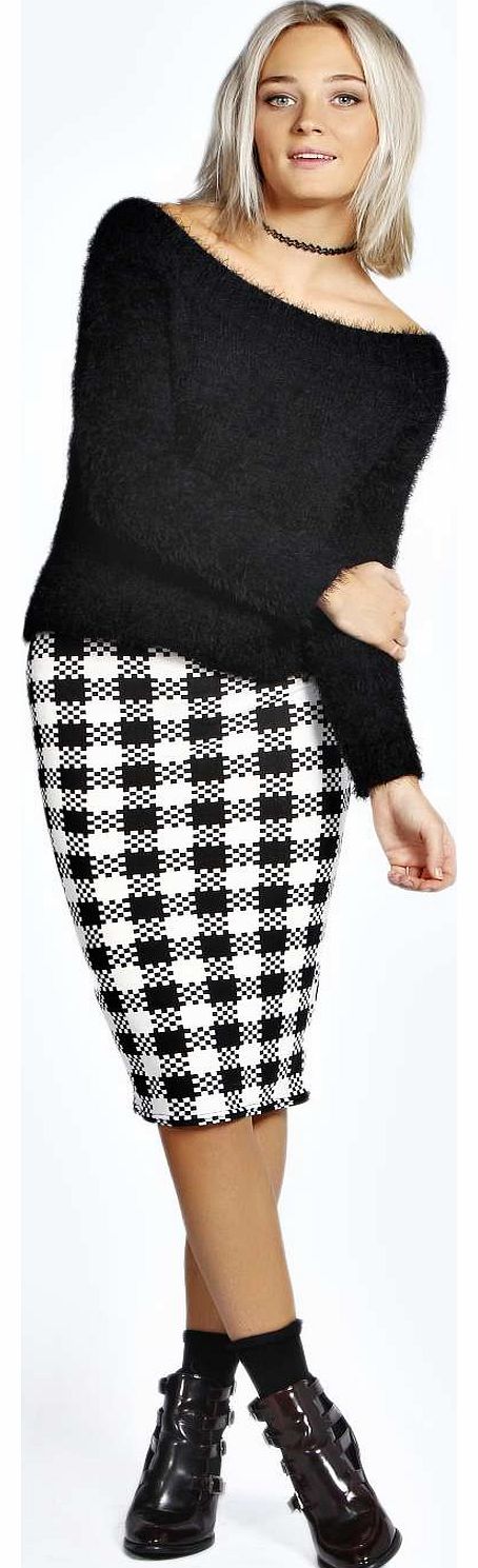 Charlie Checkerboard Midi Skirt - black azz16872