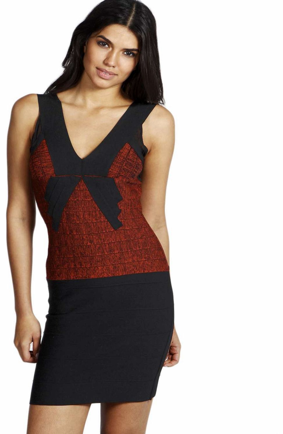 Charlotte Bandage Bodycon Dress - red azz14263