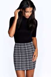 boohoo Checked Mini Skirt - black azz20475