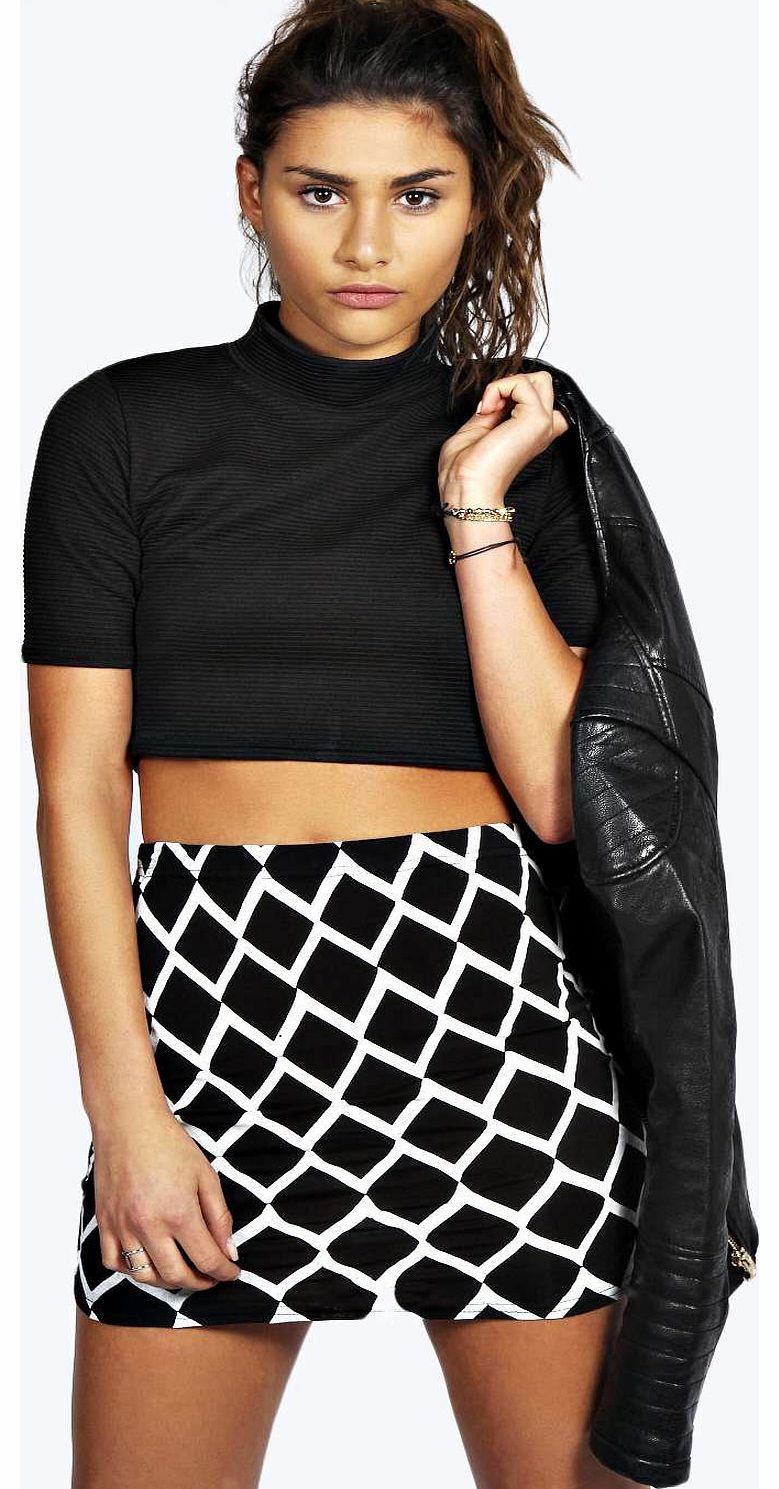 Cherie Grid Print Mini Skirt - black azz17701
