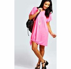 Claire Tie Hem Dress - neon-pink azz30560