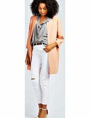 Colleen Collarless Zip Through Duster Coat -