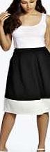 boohoo Colour Block Full Box Pleat Midi Skirt - black