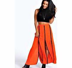 boohoo Darcey Chiffon Sliced Maxi Skirt - orange azz23259