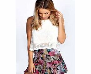 boohoo Darcey Seam Detail Floral Print Flippy Skirt -