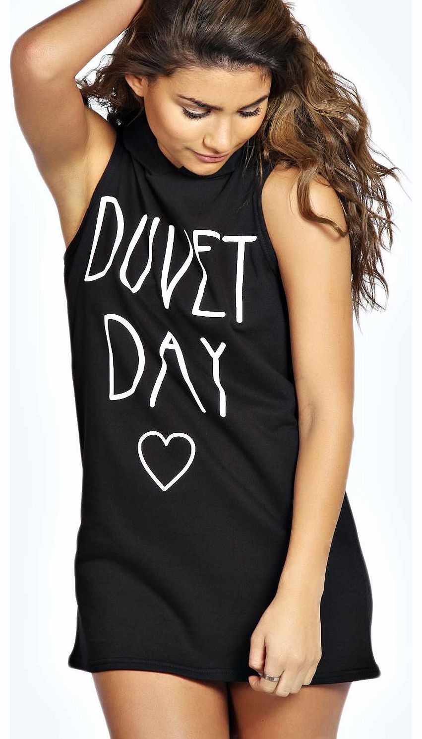 Debbi Duvet Day Hoodded Lounge Dress - black
