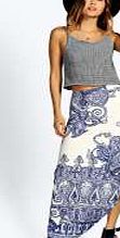 boohoo Diana Printed Split Maxi Skirt - multi pzz97818