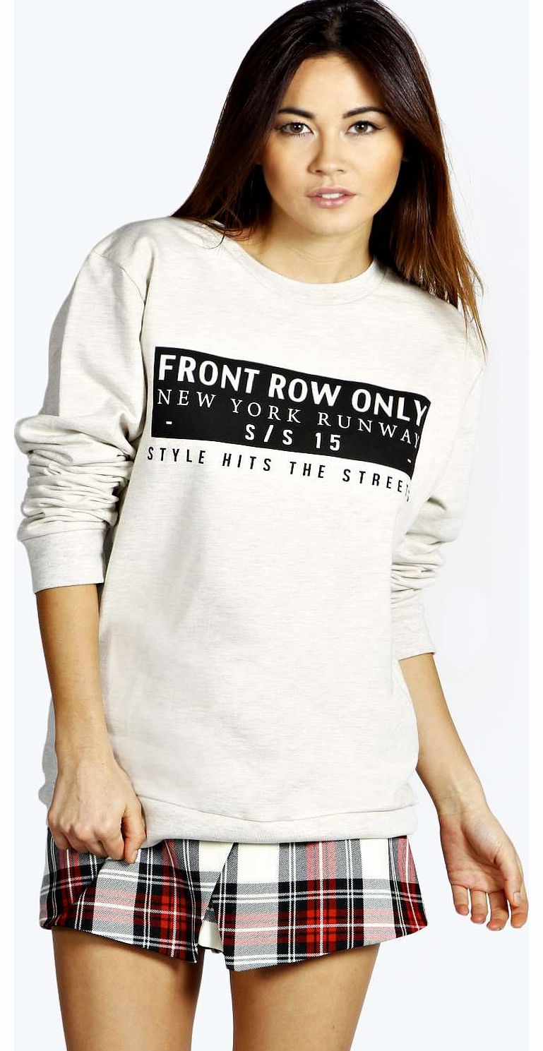 boohoo Diana Runway Slogan Sweatshirt - grey marl