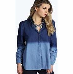 Dip Dye Denim Shirt - blue azz15047