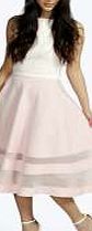 boohoo Double Mesh Midi Skirt - baby pink azz07444